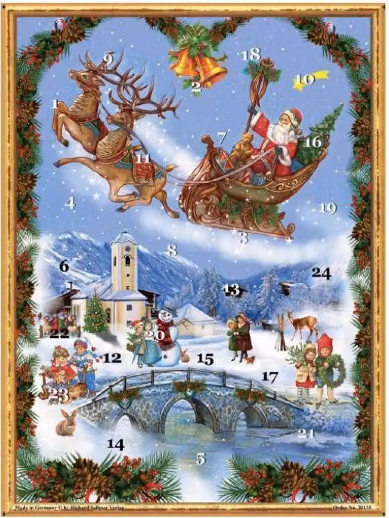 Calendario dell'Avvento n. 70133 "Babbo Natale in slitta" 26,5x35,5 cm