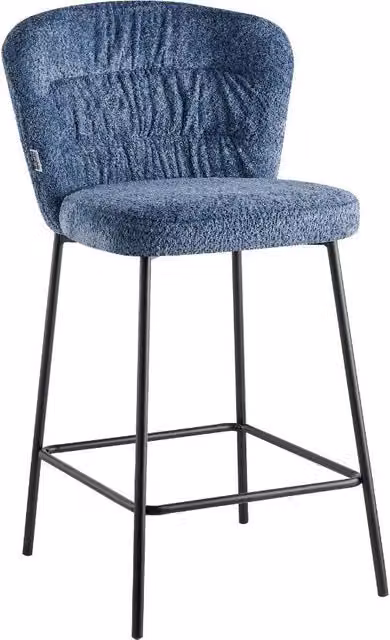 Sgabello imbottito Cami EFFEZETA ITALIA in tessuto boucle azzurro, H: 54 cm, L: 55 cm, P: 54 cm