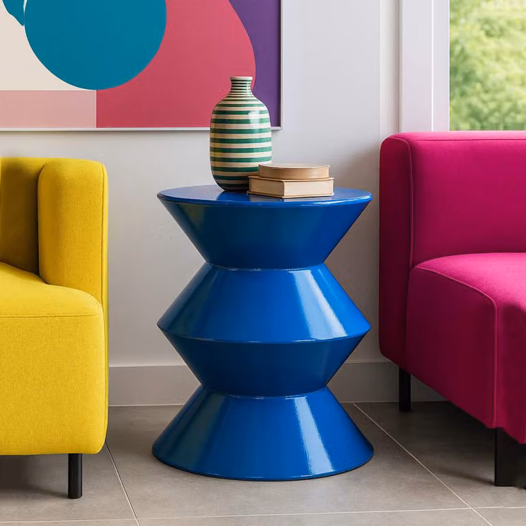 Ilam - Tavolino da Salotto, 40x50x38h cm blu, Design Moderno
