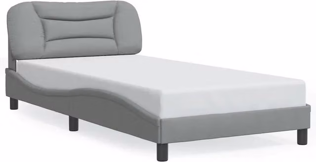 Letto singolo | Letto per adulti | Giroletto senza Materasso Hvar Grigio Chiaro 100x200 cm Tessuto