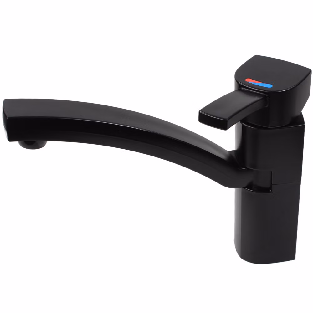 Rubinetto miscelatore monocomando Capri camper caravan campeggio barca + interruttore nero opaco