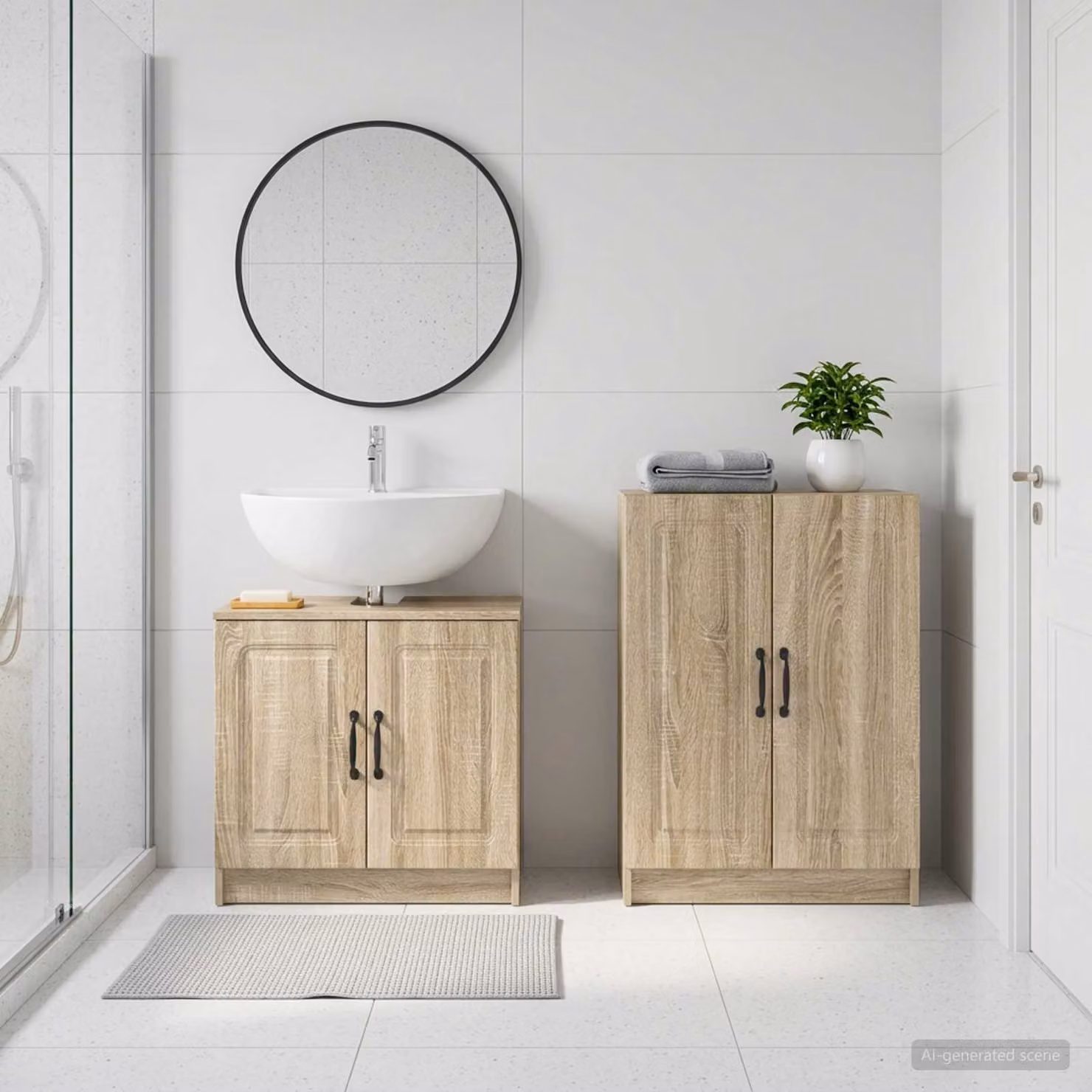 Set di mobili da bagno vidaXL UTRECHT composto da mobile lavabo e mobile contenitore, Rovere Sonoma, marrone