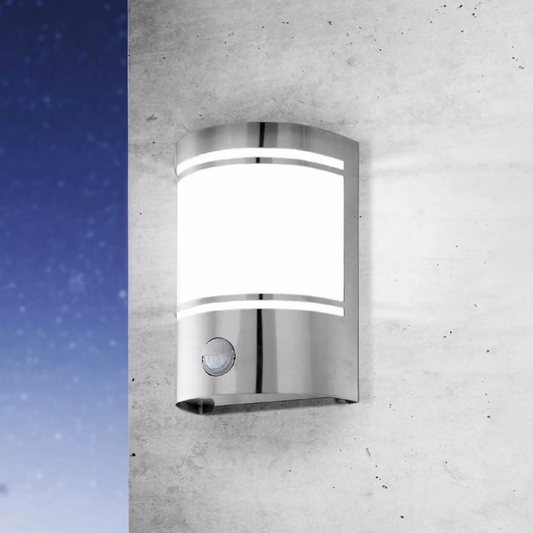 EGLO Applique da esterno Cerno, sensore di movimento, acciaio inox Cerno, Cromo / Argento, Acciaio Inox, Moderno