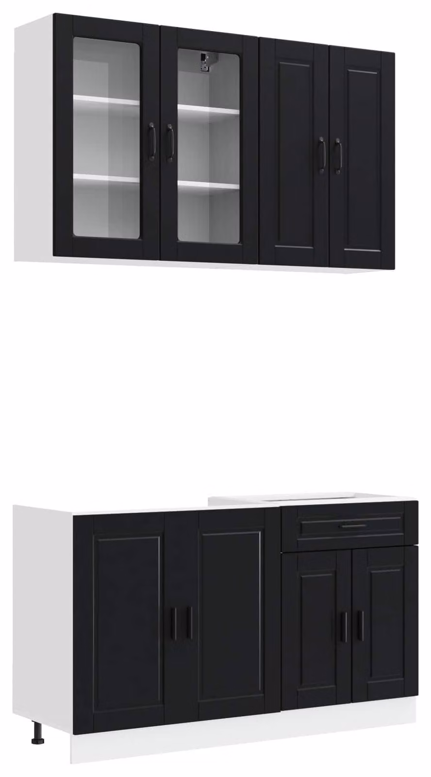 Set di mobili da cucina PORTO, 4 pezzi, colore nero, legno ingegnerizzato