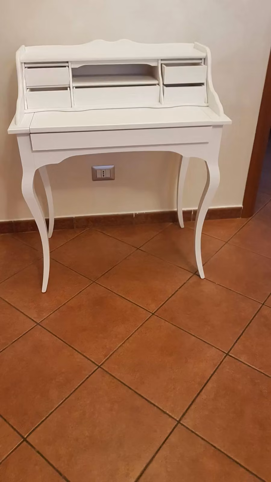 Scrivania classica con piano estraibile e 6 cassetti in legno bianco Mobili 2G L: 78 cm, P: 50 cm, H: 95 cm – 2