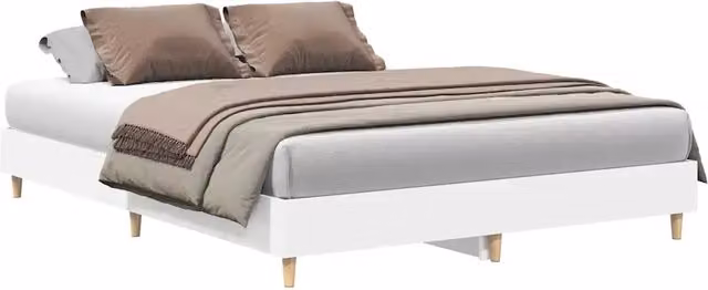 Letto matrimoniale | Letto per adulti | Giroletto senza Materasso Bianco 150x200cm in Legno Multistrato