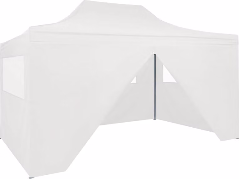 The Living Store Tenda professionale pieghevole per feste con 4 pareti laterali 3×4 m in acciaio bianco