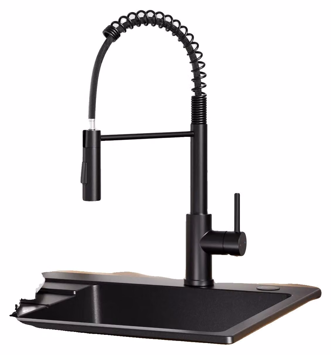Rubinetto da cucina, con tubo flessibile estensibile, girevole a 360°, colore nero