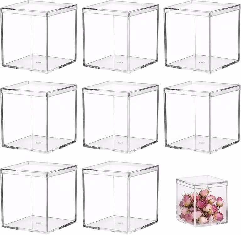 Contenitori trasparenti, 7,5 x 7,5 cm, confezione da 8 pezzi, ideali per piccoli oggetti