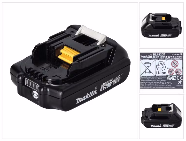 Makita BL 1820 B Batteria 18 V - 2,0 Ah / 2000 mAh con indicatore LED ( 197254-9 ) - originale, no replica