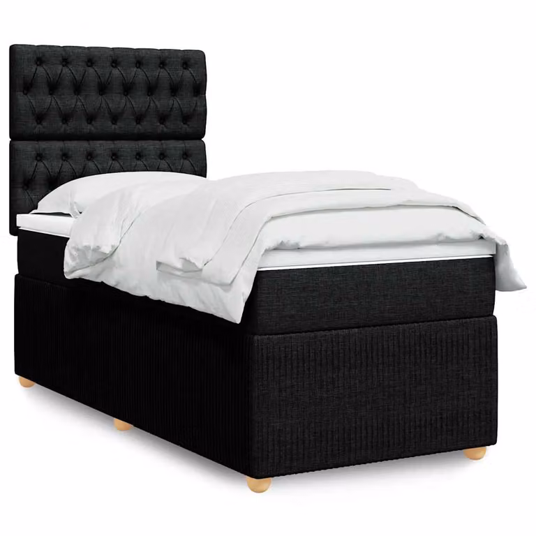vidaXL Giroletto a Molle Ibrido con Materasso in Tessuto Nero 90 x 190 cm