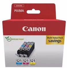 Multipack di cartucce inchiostro Canon Linea CLI-521 Ciano, Magenta e Giallo 2934B015
