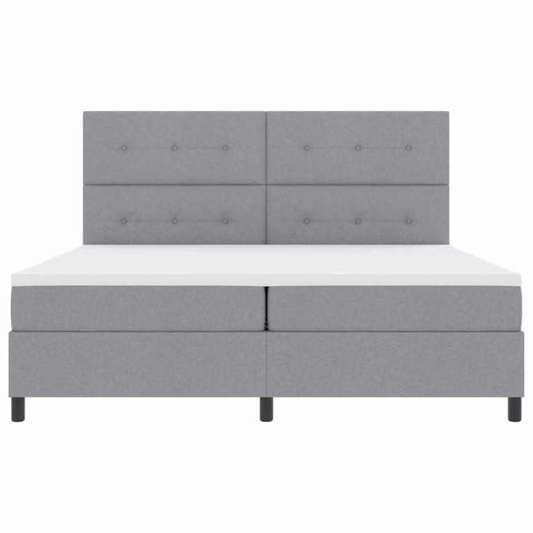 Letto a molle con testiera vidaXL in tessuto grigio, L/P/H: 200 x 200 x 128 cm