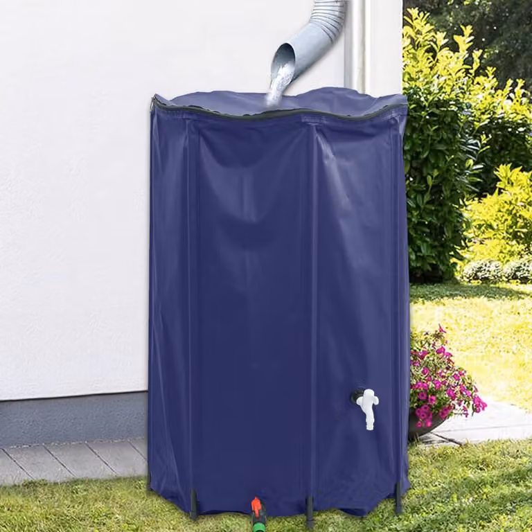Serbatoio per acqua vidaXL in PVC blu con rubinetto pieghevole e controllo del flusso da 1000 l