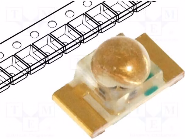 5 LED 1206, tensione 2,2÷2,5V, colore verde, tecnologia SMD, dimensioni 3,2x1,6x1,8mm, angolo di emissione 40°, intensità luminosa 10÷50 mcd, corrente 20mA, modello KPT216SGC, diodo LED