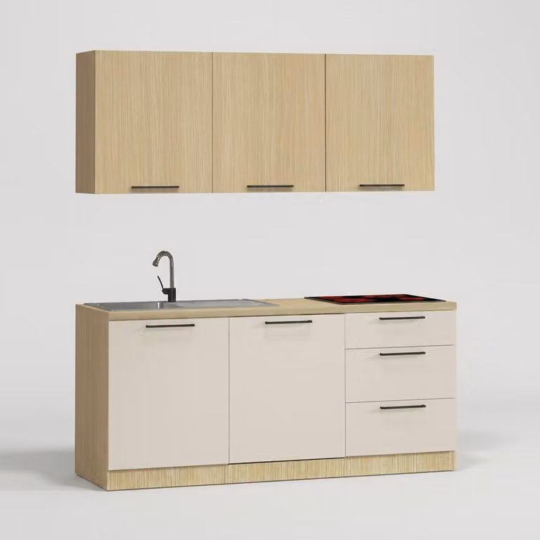 Cucina completa moderna e lineare con lavello Arvok 180 - color beige
