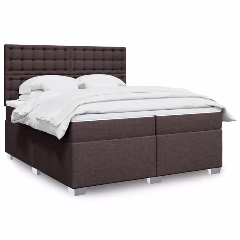vidaXL Letto Ibrido con Materasso e Giroletto a Molle in Tessuto Marrone e Bianco, L/P: 200 x 200 cm