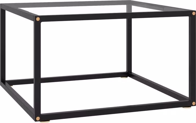 The Living Store Tavolino nero con vetro temperato 60x60x35 cm