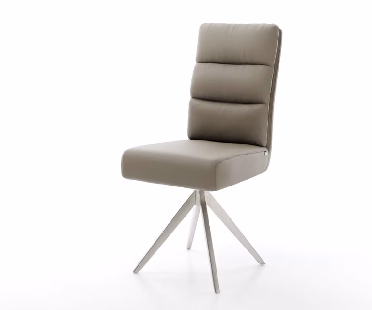 DELIFE Sedia da pranzo Pela-Flex, vera pelle, struttura a croce in metallo verniciato color terra, design squadrato, acciaio inossidabile, imbottitura a molle insacchettate