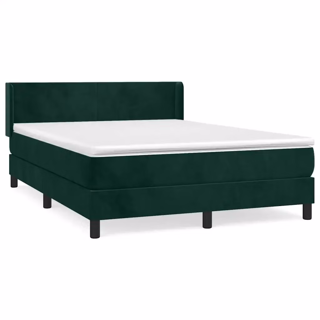 Letto Ibrido vidaXL in Legno di Larice e Velluto Verde Scuro con Materasso L/P/H: 140 x 190 x 88 cm – 2