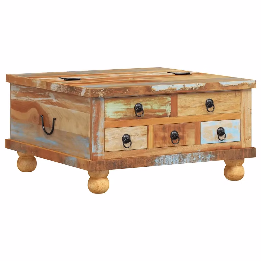 Tavolino da salotto quadrato vidaXL in legno di mango e acacia multicolore L: 70 cm, P: 70 cm, H: 38 cm – 2