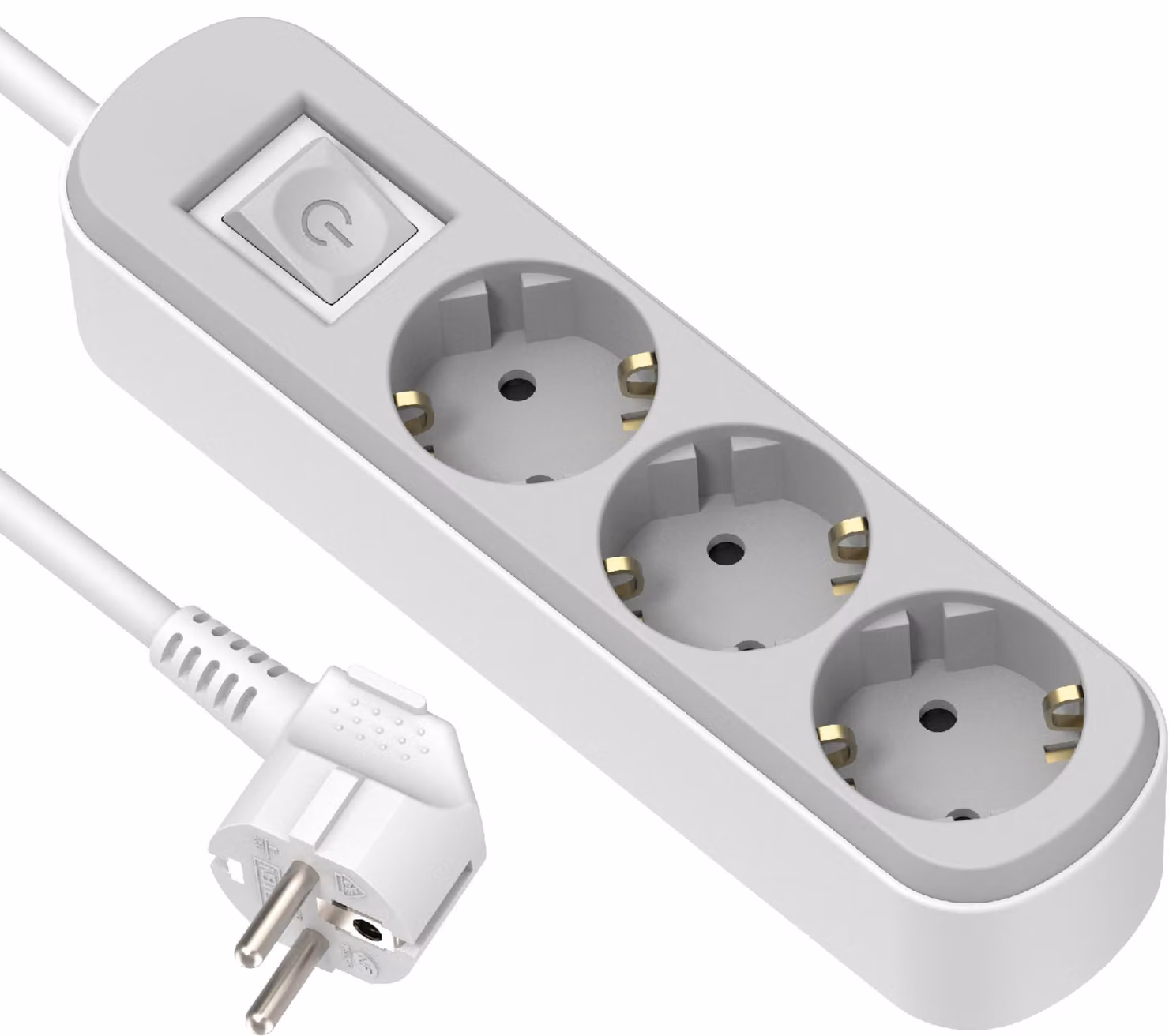 Electraline 62177: Tassello multiplo a 3 prese con interruttore, cavo da 3 metri / Ciabatta multipresa