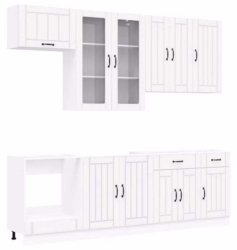 Set di cucina LUCCA, 8 pezzi, bianco, legno ingegnerizzato