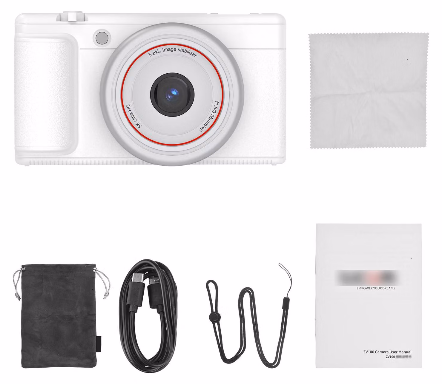 Fotocamera digitale 5K, 80 MP, stabilizzazione con autofocus, schermo ribaltabile a 180 gradi, portatile, zoom 16x, vlog, viaggi, per appassionati di fotografia e professionisti