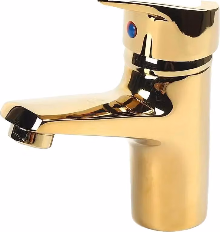 Miscelatore per lavabo, struttura in ottone resistente, design a risparmio idrico, materiale: ottone, finitura: oro