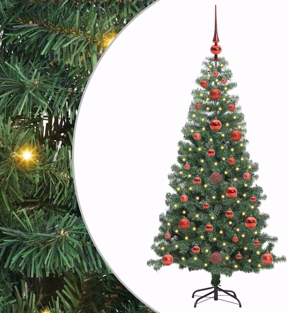 Albero di Natale con 150 LED con supporto Verde 120 cm PVC