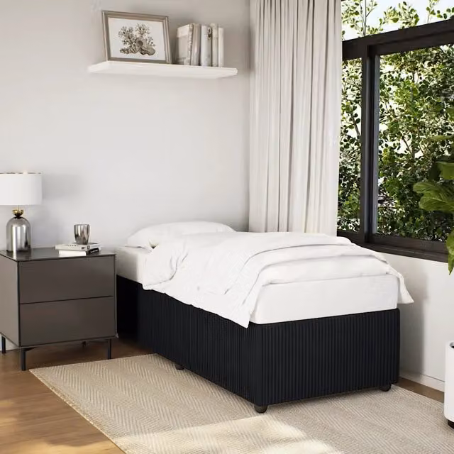 Giroletto VIDAXL in velluto nero con struttura in legno e doghe fisse L/P/H: 190 x 90 cm