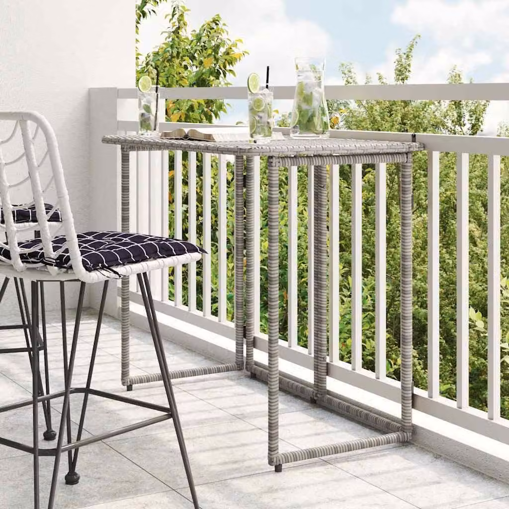 Maison Exclusive - Tavolo da giardino pieghevole, grigio, 90x51x75 cm, in rattan sintetico