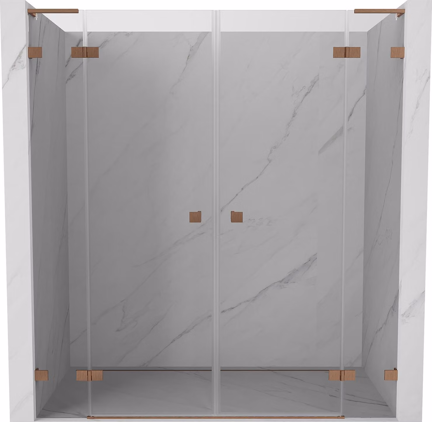 Mexen Lunar L Duo porte doccia battenti 190 cm, trasparente, rame spazzolato - 834DL-190-000-65-00