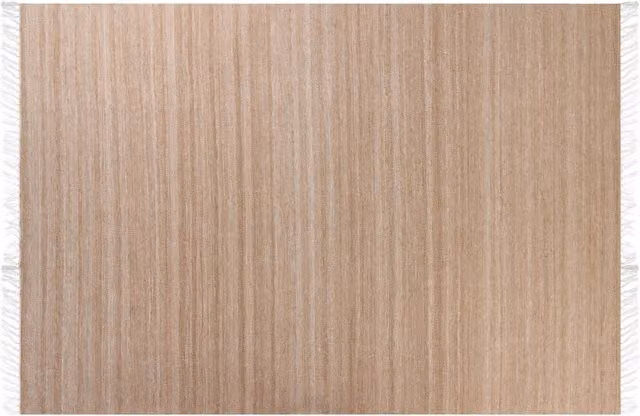 Tappeto in PET riciclato colore beige con frange 160 x 230 cm interno esterno
