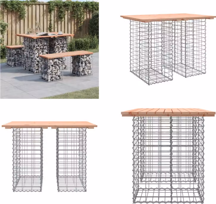 vidaXL Panca da giardino Gabion 100x70x72 cm in legno massiccio di abete Douglas - Panca da giardino - Panca da giardino - Panca da esterno - Panca da esterno