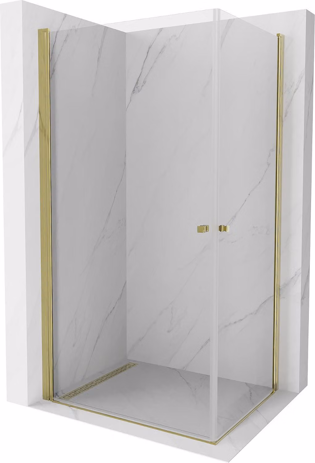 Mexen Pretoria Duo cabina doccia a battente 80 x 70 cm, trasparente, dorata - 852-080-070-50-00-02