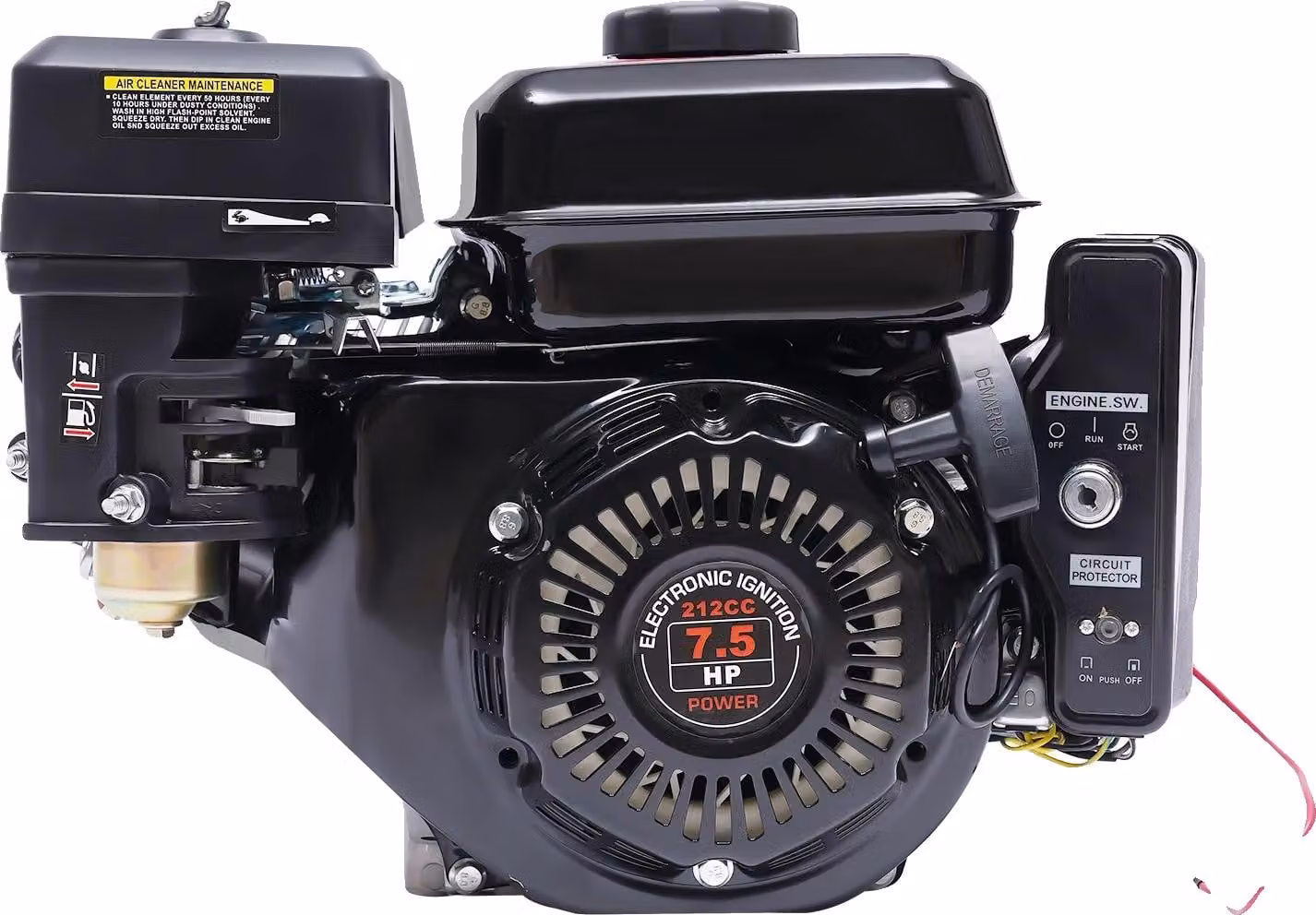 Motore a benzina, potenza 7,5 CV, avviamento elettrico, nero