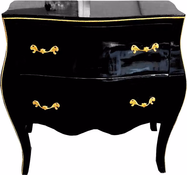 Casa Padrino Cassettiera barocca oro nero con piano in vetro 85 cm - Mobili barocchi