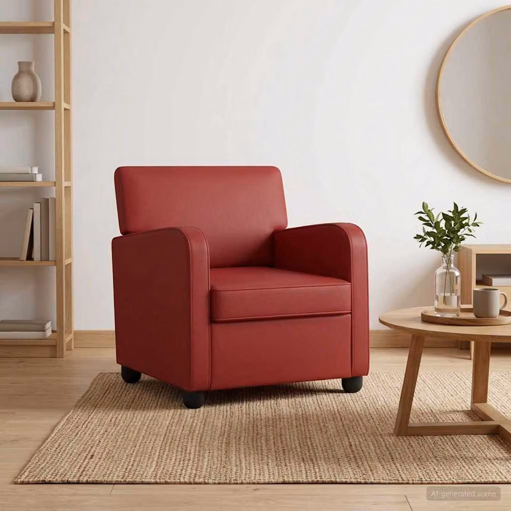 Poltrona lounge moderna vidaXL in similpelle rossa con braccioli