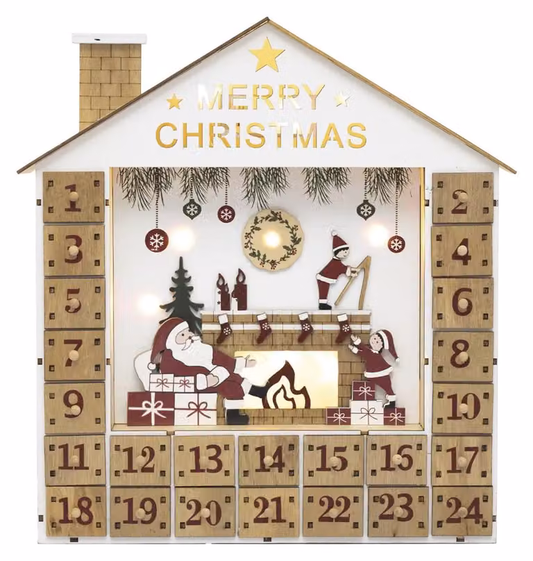 Avvento Con Calendario Luminoso E Cassetti