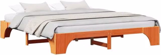 Letto matrimoniale | Letto per adulti | Struttura del letto Marrone cerato 180 x 200 cm Pino massello