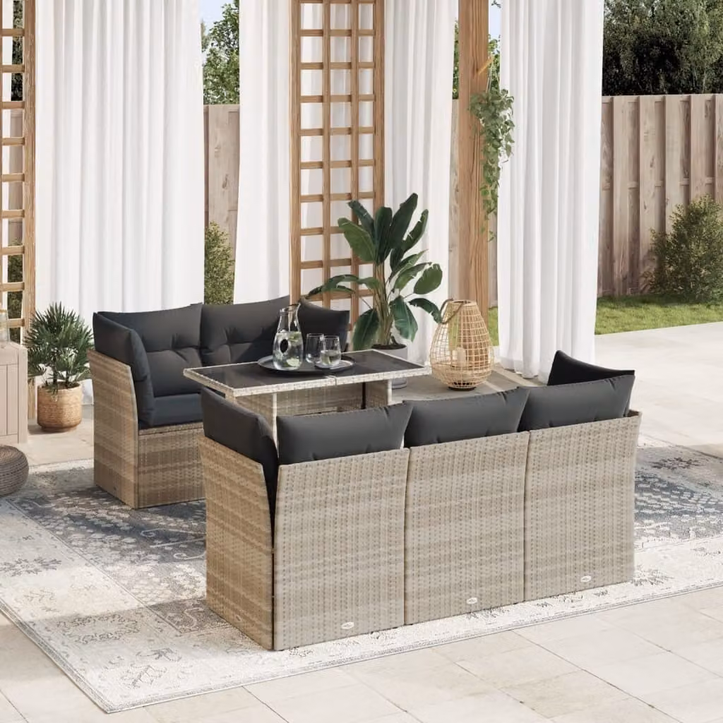 Maison Exclusive - Set Divano da Giardino 6pz con Cuscini Grigio Chiaro Polyrattan