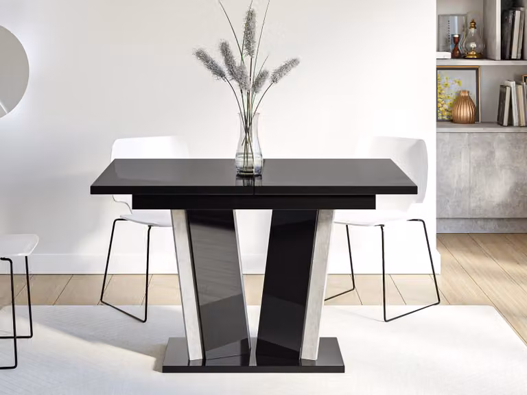 Tavolo da cucina allungabile 120x80 cm FERDEK 2 - cemento / nero lucido