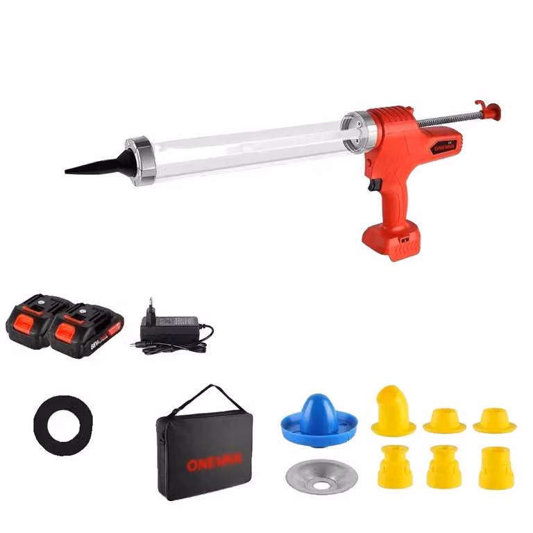 Pistola a cartuccia a batteria, batteria da 7500 mAh, 14 ugelli, controllo a 6 velocità, 2 batterie spina UE