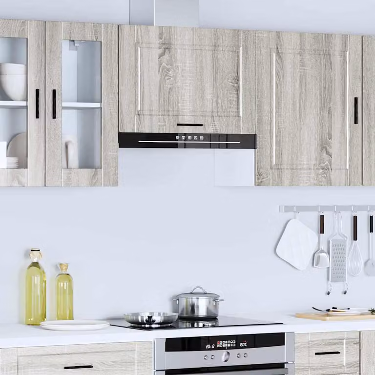 Pensile da cucina moderno vidaXL in legno e MDF grigio con ante a battente L 60 cm x P 40 cm x H 31 cm