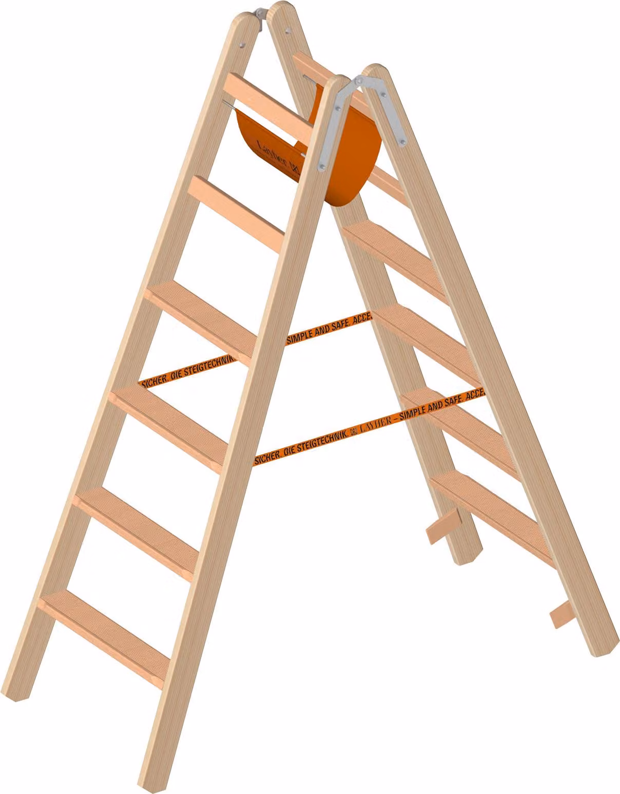 Layher Holzstehleiter mit Stufen 1020 2 x6 Sprossen
