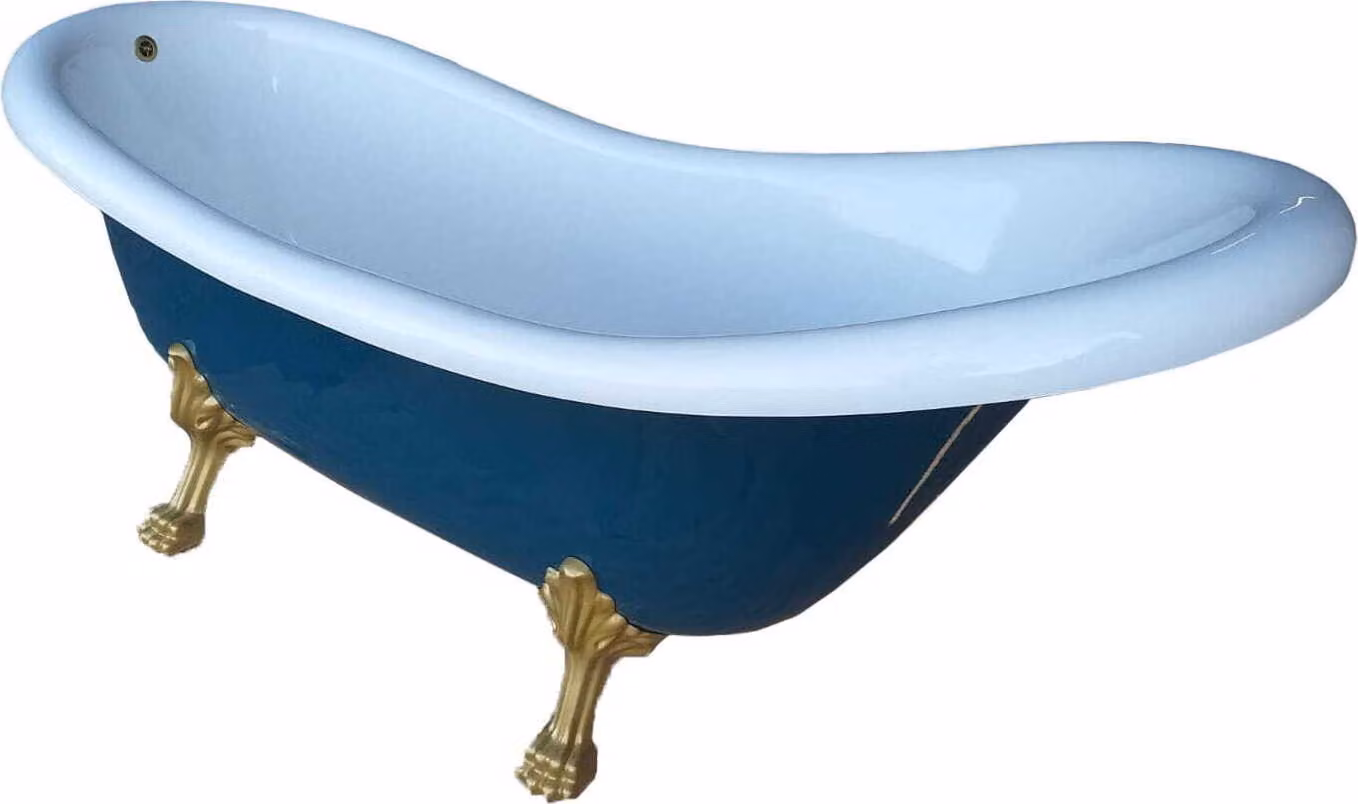 Vasca da bagno a libera installazione, RETRO ROSA, blu, 170 cm, Klik-Klak + sifone, MASSIVE COLOUR, KOMPOSIT