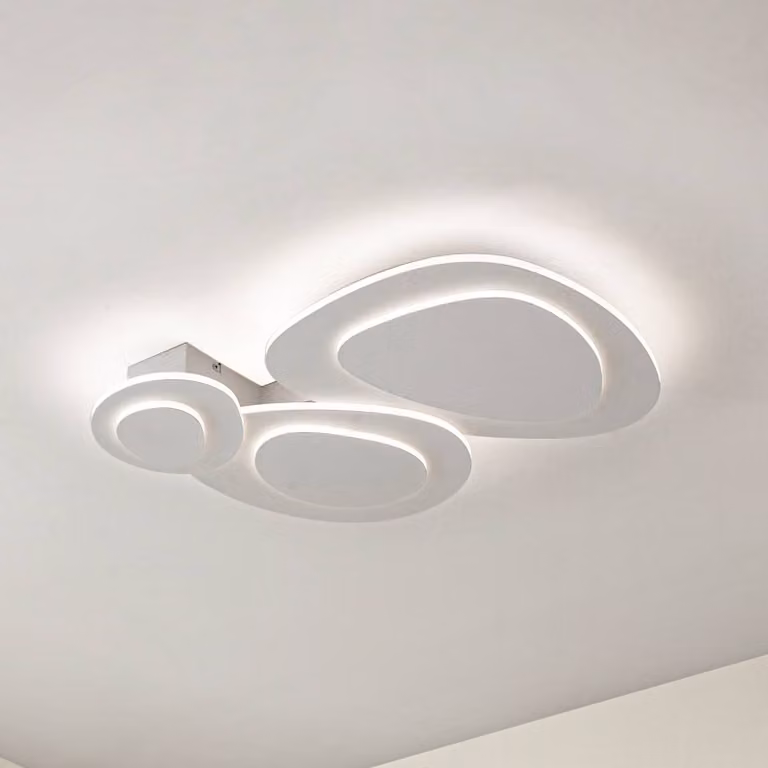 Plafoniera a LED Delar Lindby, dimmerabile, Bianco / Opale, Soggiorno / Sala da pranzo, Plastica, Moderno, Plafoniera LED