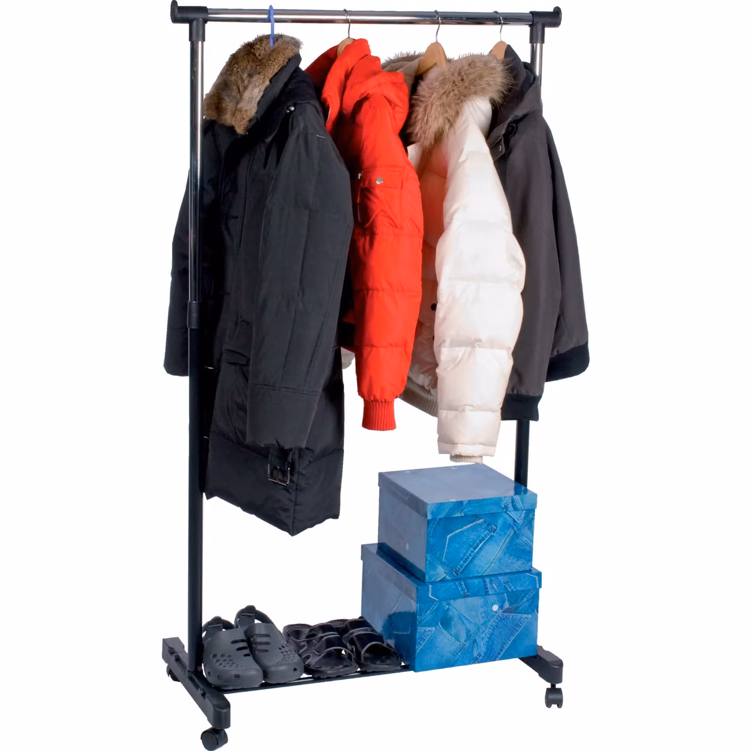 Vestiamo Casa Appendiabiti Estensibile con Ruote in Metallo Nero, Altezza regolabile da 98 a 175 cm – 3