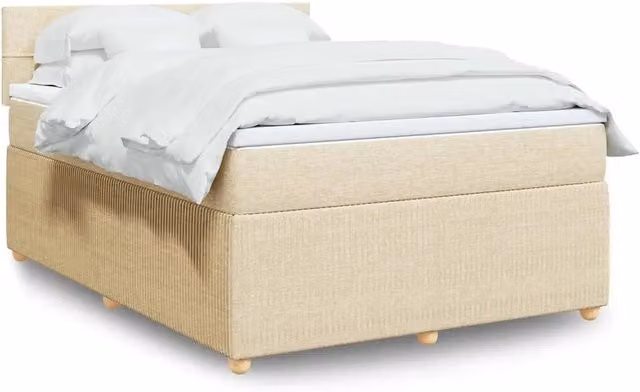Giroletto a Molle con Materasso Crema 140x19 cm in Tessuto 3289756